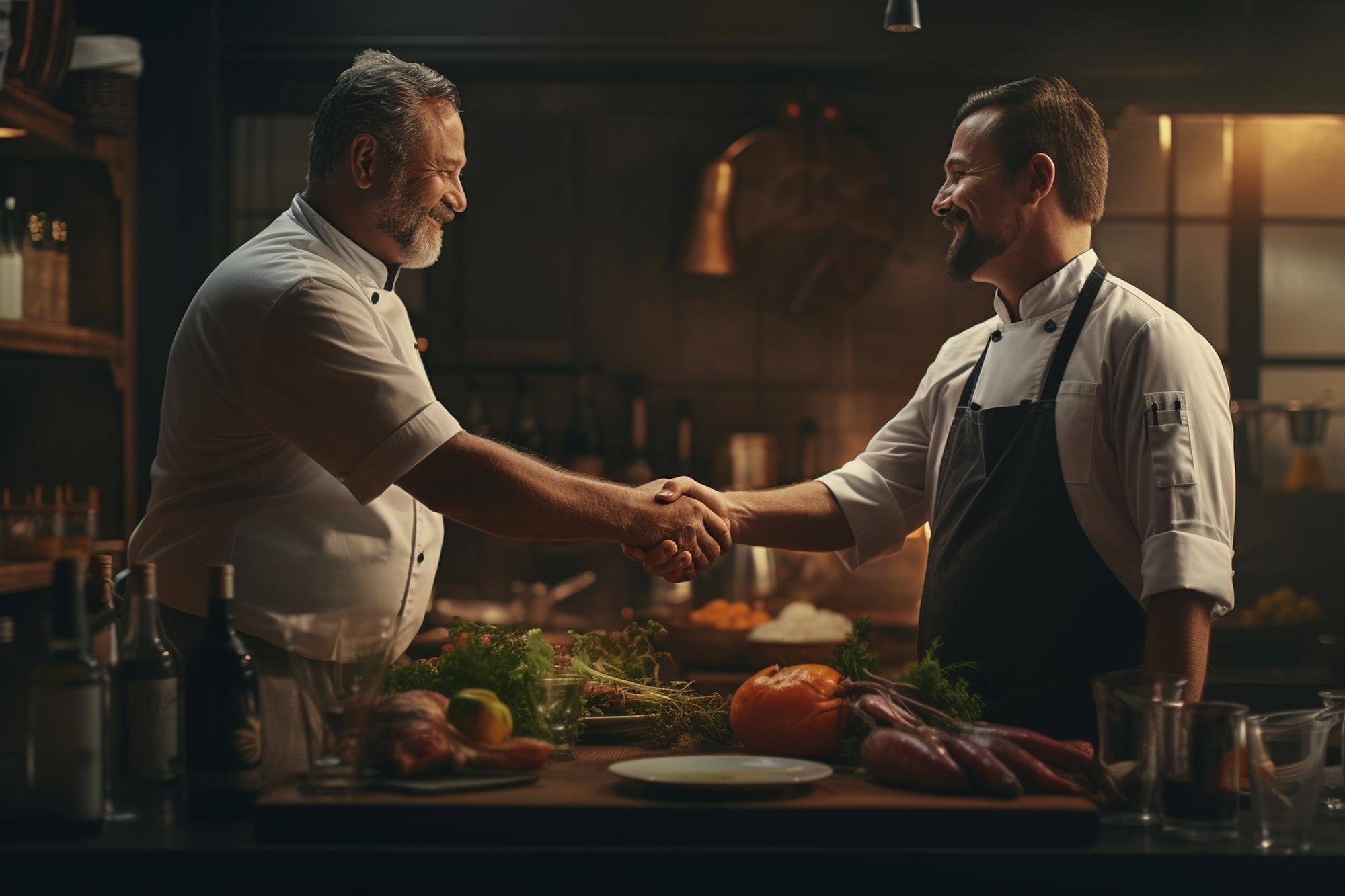 Chef handshake with client