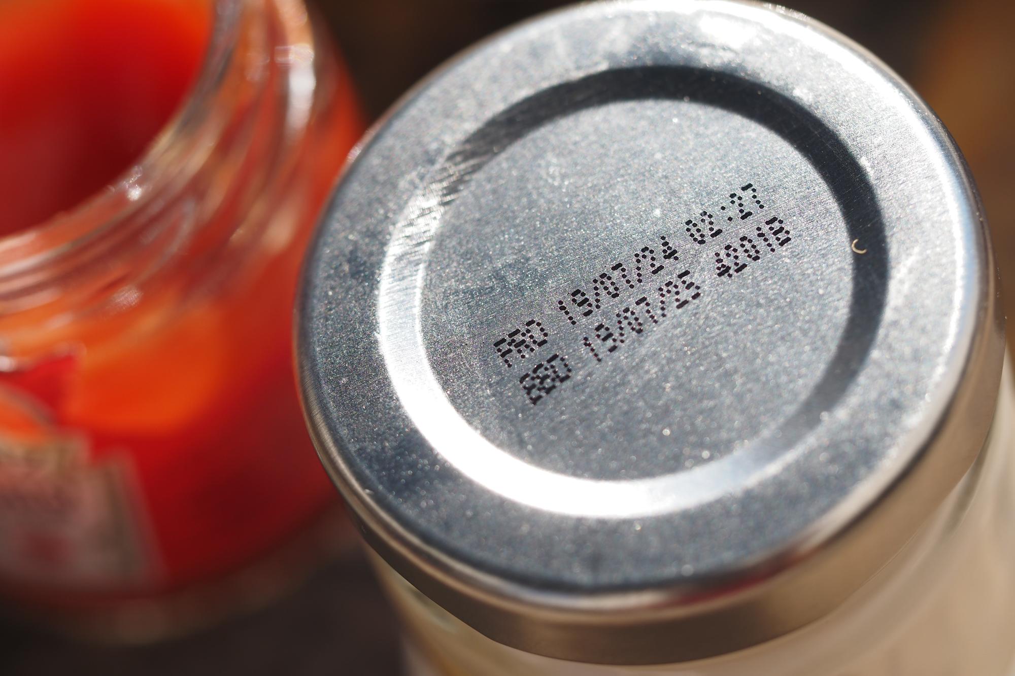 Closeup of spiced sauce jar